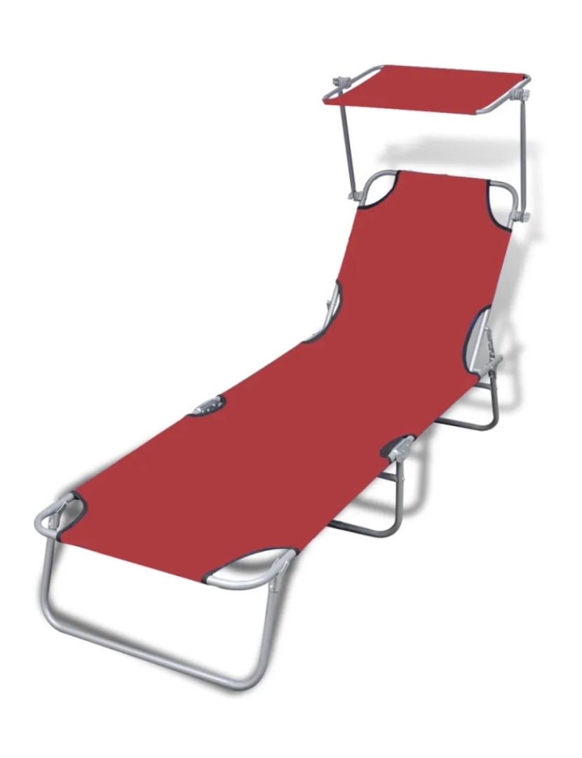 Vidaxl - espreguiçadeira，Cadeira de repouso，Cadeira de descanso dobrável com toldo aço e tecido vermelho CFW291024