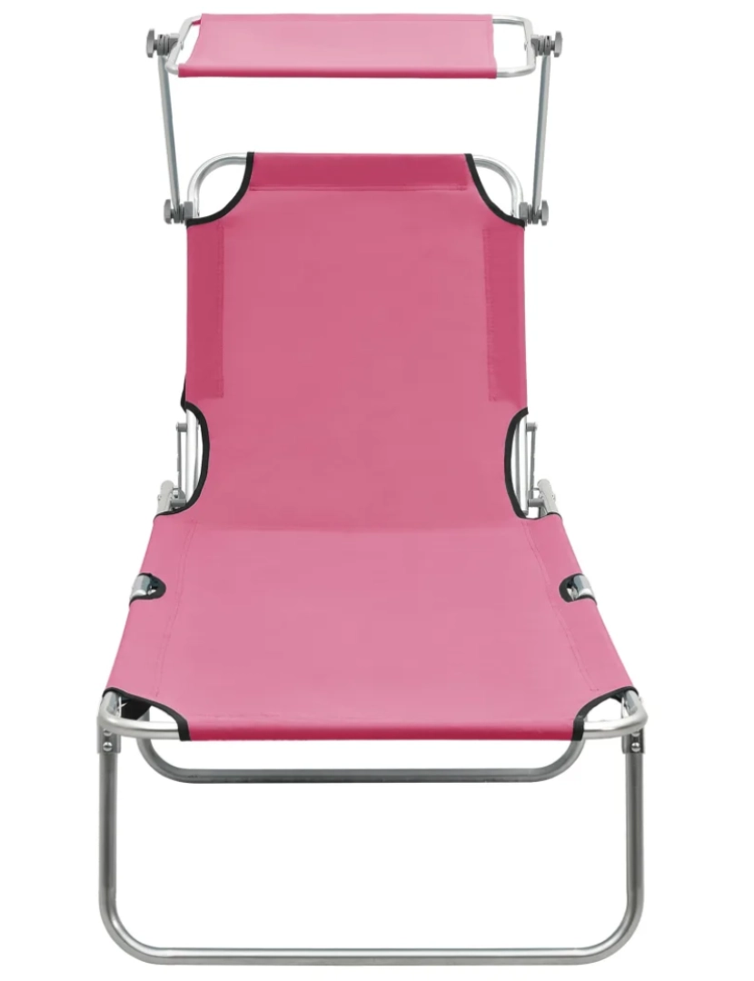 imagem de espreguiçadeira，Cadeira de repouso，Cadeira de descanso dobrável com toldo aço rosa magento CFW6373863