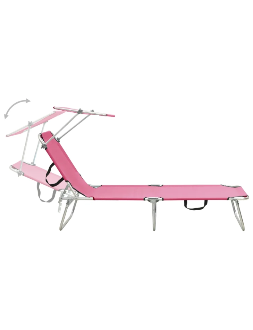 imagem de espreguiçadeira，Cadeira de repouso，Cadeira de descanso dobrável com toldo aço rosa magento CFW6373864