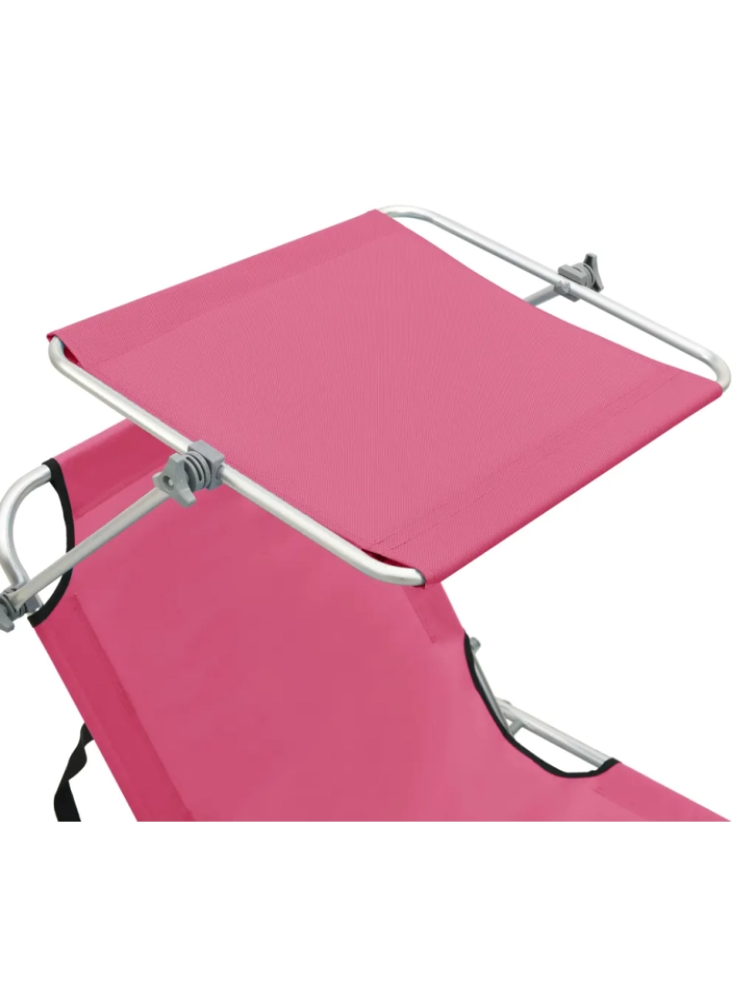 imagem de espreguiçadeira，Cadeira de repouso，Cadeira de descanso dobrável com toldo aço rosa magento CFW6373867