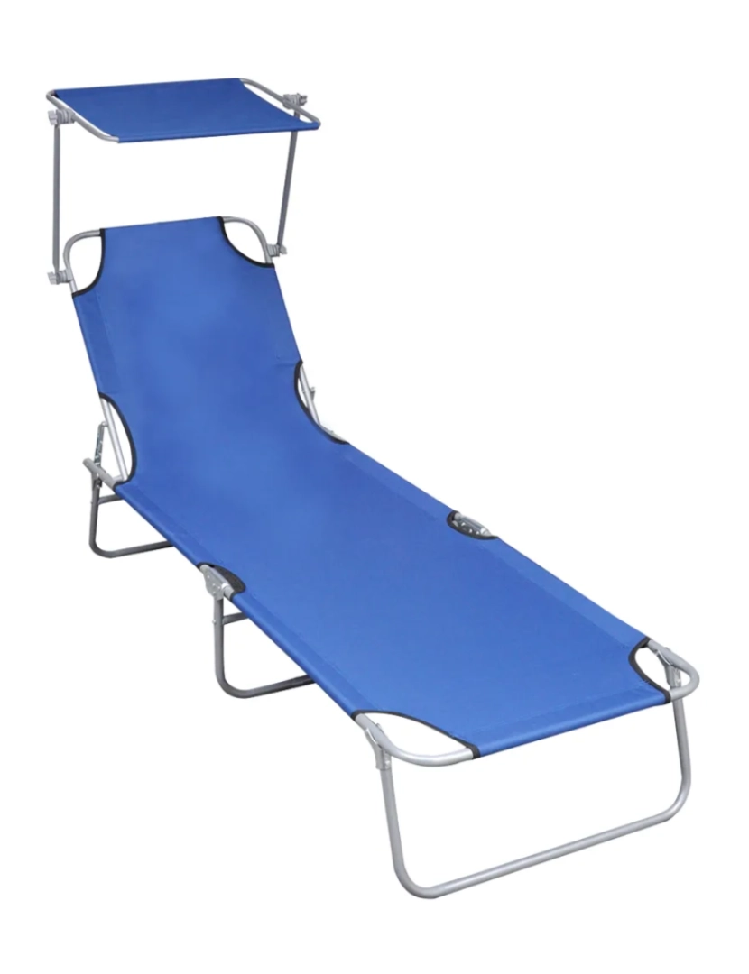 Vidaxl - espreguiçadeira，Cadeira de repouso，Cadeira de descanso dobrável com toldo alumínio azul CFW252820