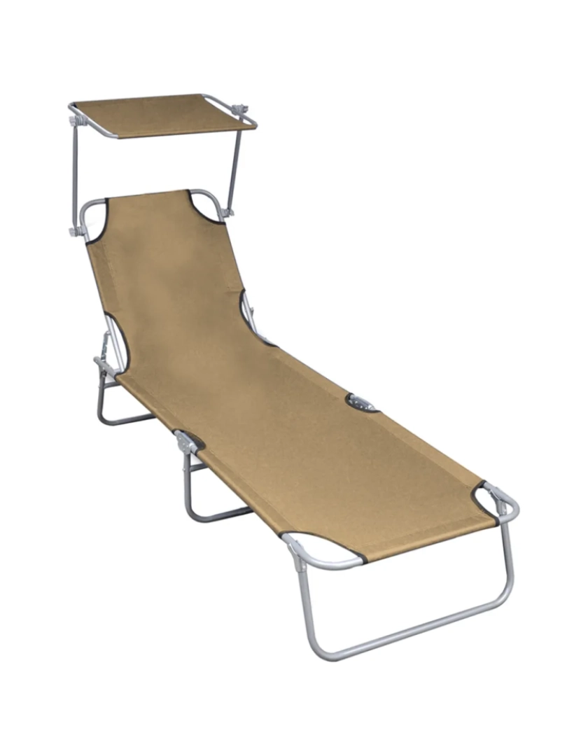Vidaxl - espreguiçadeira，Cadeira de repouso，Cadeira de descanso dobrável com toldo alumínio cinza-acastanhado CFW863204