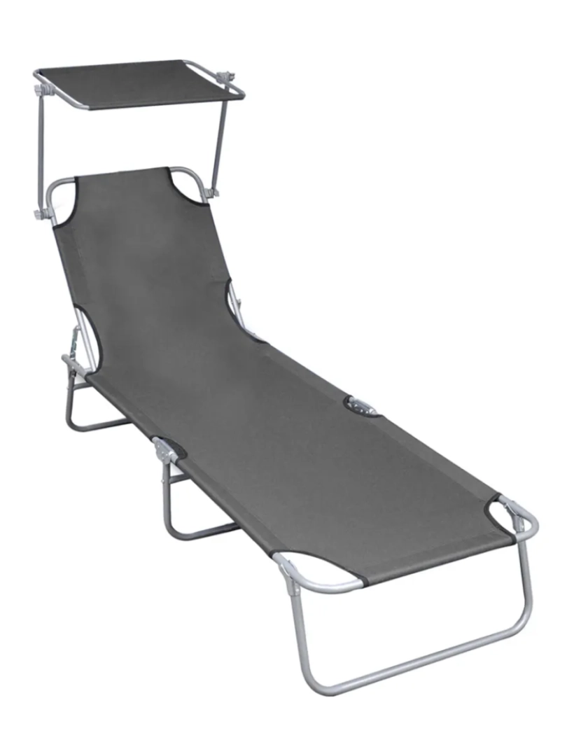 imagem de espreguiçadeira，Cadeira de repouso，Cadeira de descanso dobrável com toldo alumínio cinzento CFW1677771