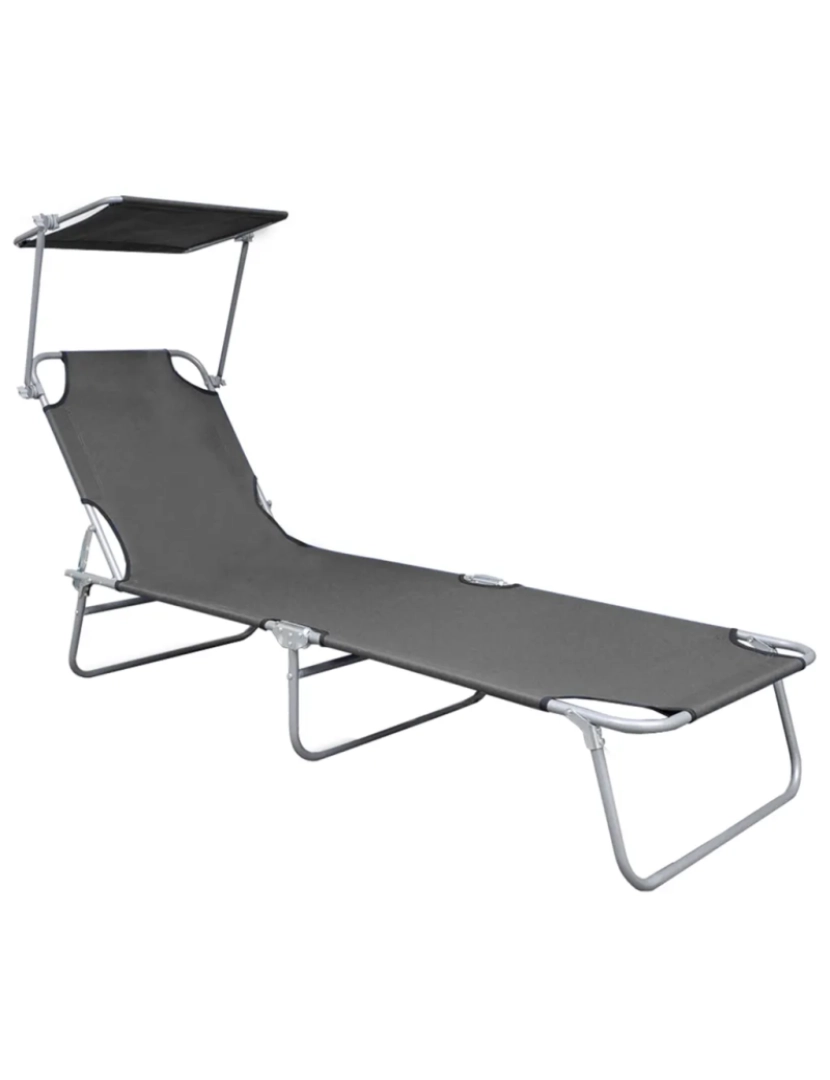 imagem de espreguiçadeira，Cadeira de repouso，Cadeira de descanso dobrável com toldo alumínio cinzento CFW1677772