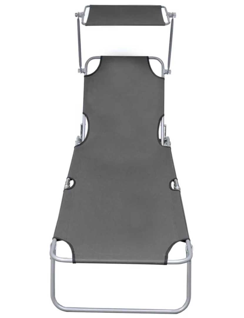 imagem de espreguiçadeira，Cadeira de repouso，Cadeira de descanso dobrável com toldo alumínio cinzento CFW1677773