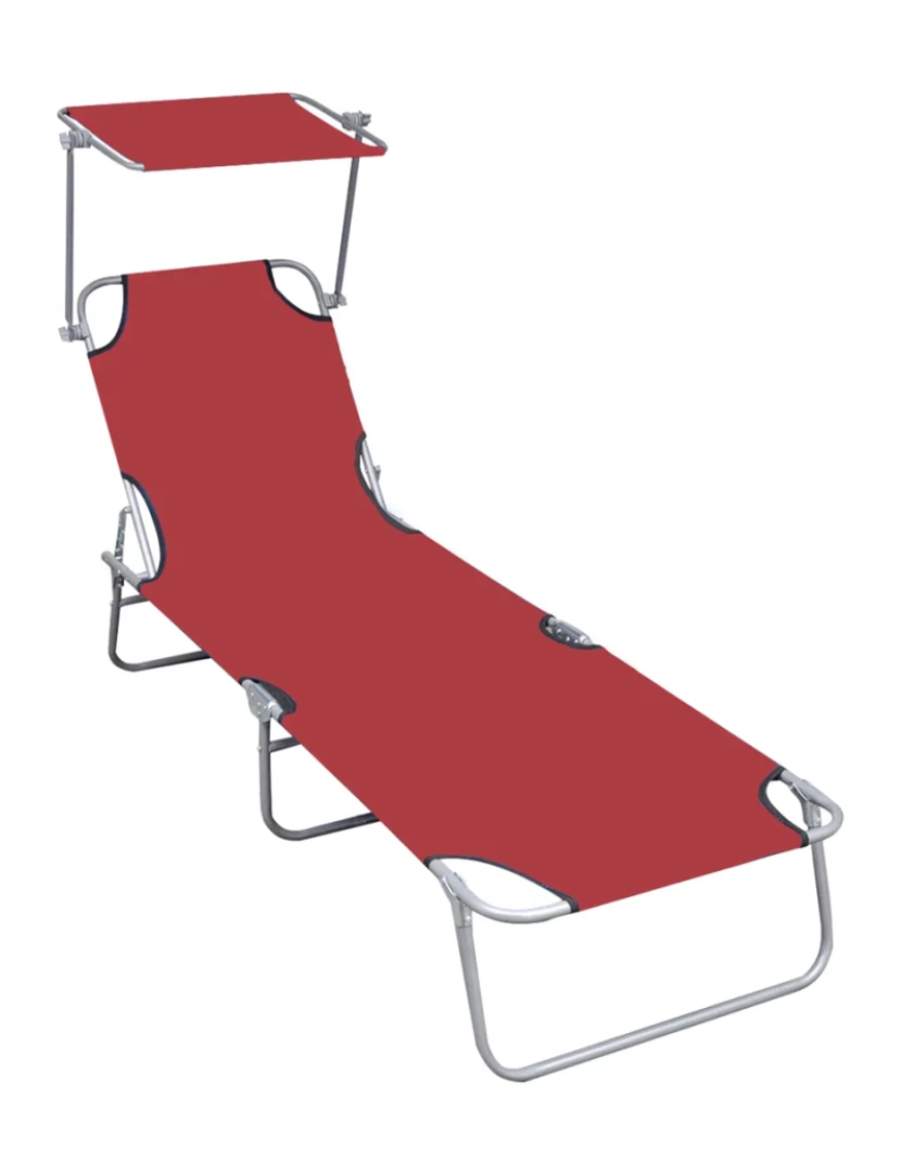 imagem de espreguiçadeira，Cadeira de repouso，Cadeira de descanso dobrável com toldo alumínio vermelho CFW4292821