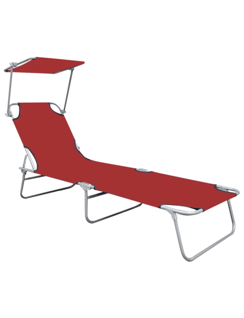 imagem de espreguiçadeira，Cadeira de repouso，Cadeira de descanso dobrável com toldo alumínio vermelho CFW4292822