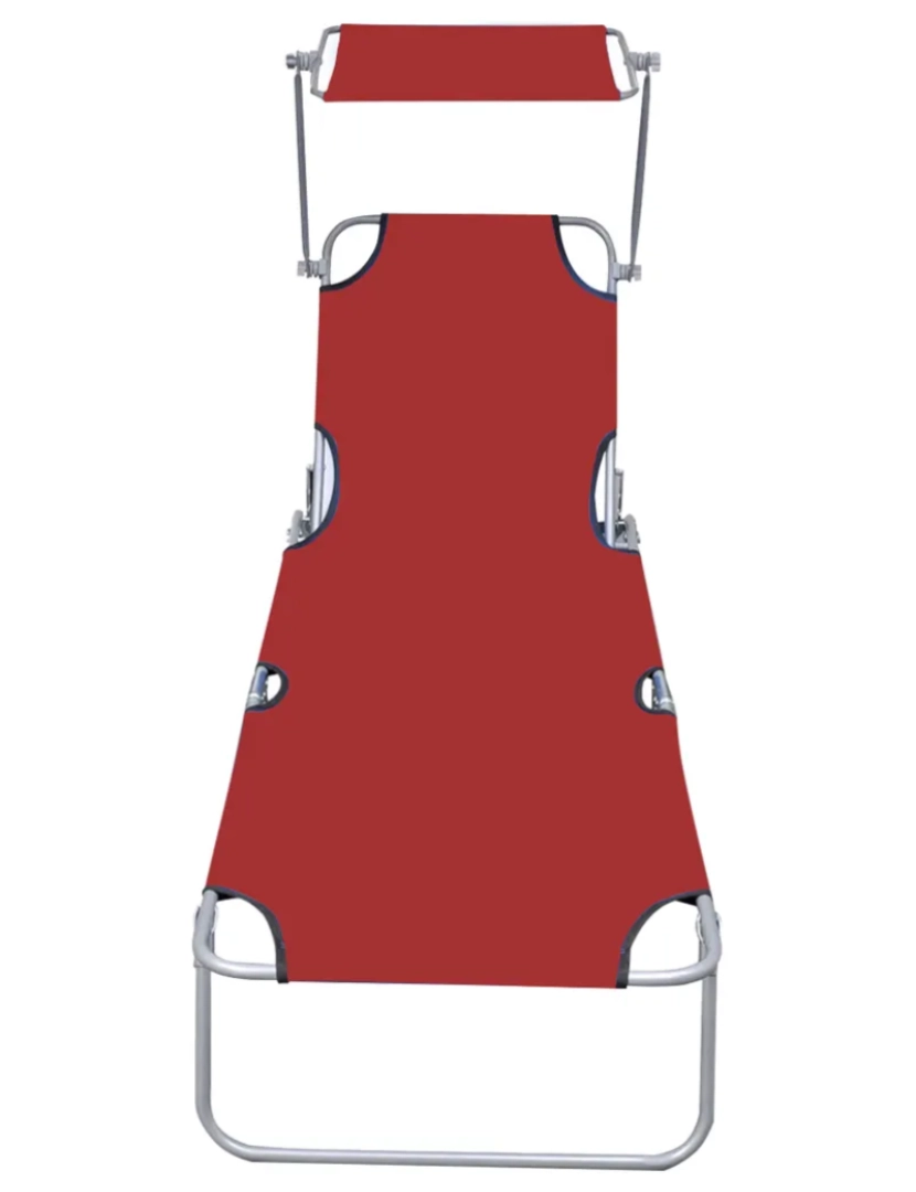 imagem de espreguiçadeira，Cadeira de repouso，Cadeira de descanso dobrável com toldo alumínio vermelho CFW4292823
