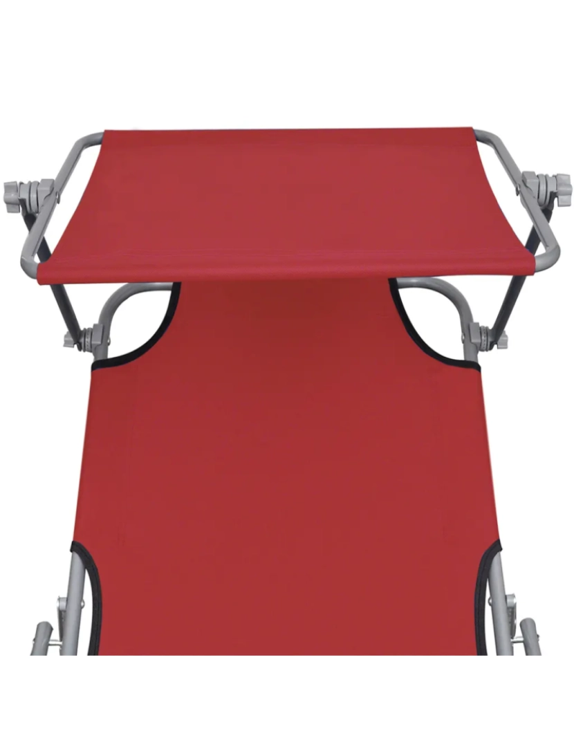 imagem de espreguiçadeira，Cadeira de repouso，Cadeira de descanso dobrável com toldo alumínio vermelho CFW4292826