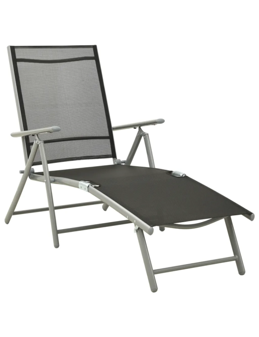 Vidaxl - espreguiçadeira，Cadeira de repouso，Cadeira de descanso dobrável textilene preto e alumínio prateado CFW221738