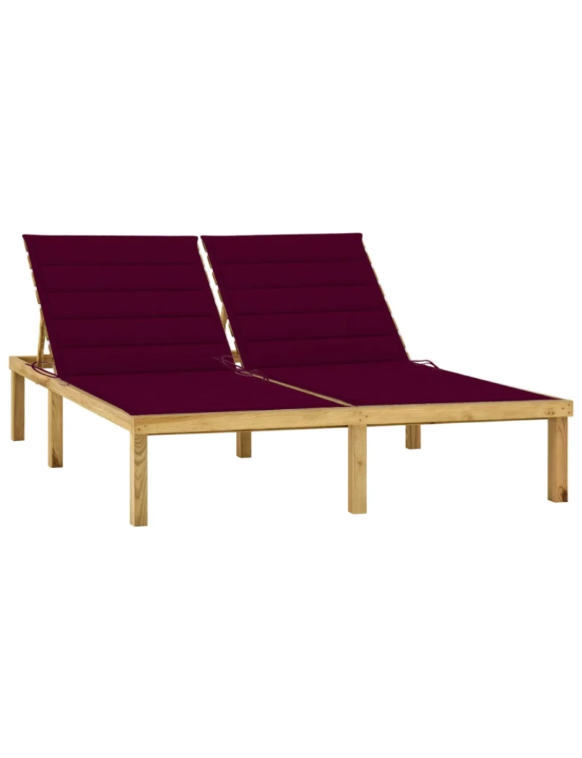 Vidaxl - espreguiçadeira，Cadeira de repouso，Cadeira de descanso dupla + almofadões vermelho tinto pinho impreg. CFW582351