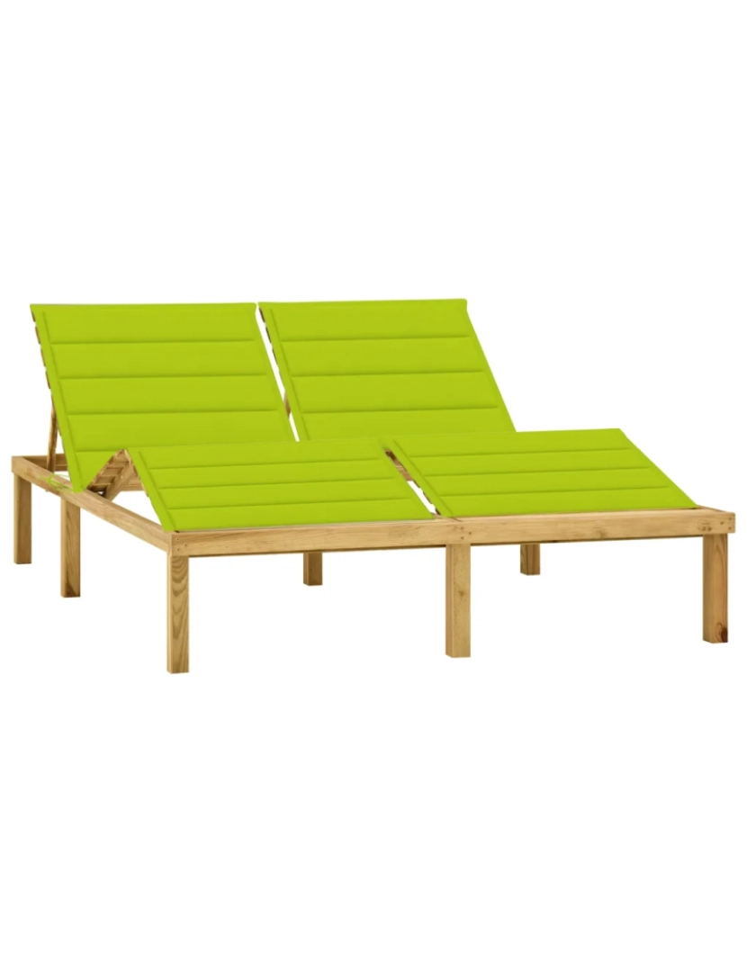 Vidaxl - espreguiçadeira，Cadeira de repouso，Cadeira de descanso dupla c/ almofadões verde brilh. pinho impreg. CFW214489