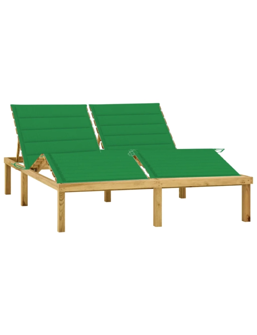 Vidaxl - espreguiçadeira，Cadeira de repouso，Cadeira de descanso dupla c/ almofadões verdes pinho impregnado CFW199228