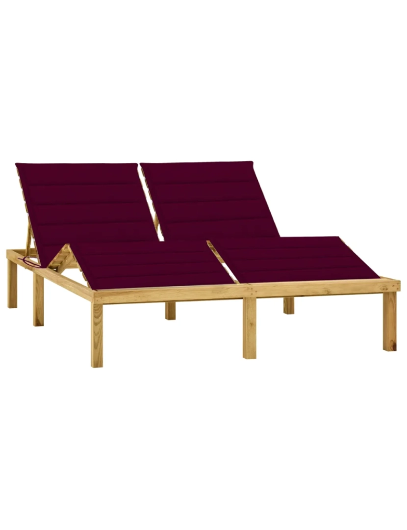 Vidaxl - espreguiçadeira，Cadeira de repouso，Cadeira de descanso dupla c/ almofadões vermelho tinto pinho impre. CFW820325