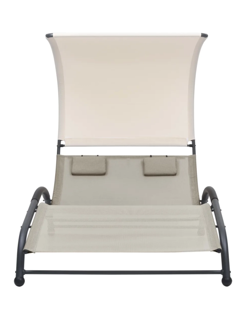 imagem de espreguiçadeira，Cadeira de repouso，Cadeira de descanso dupla com toldo textilene cor creme CFW4624582