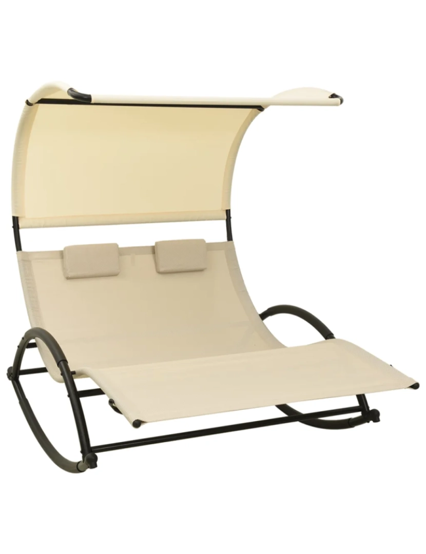 Vidaxl - espreguiçadeira，Cadeira de repouso，Cadeira de descanso dupla com toldo textilene cor creme CFW442415
