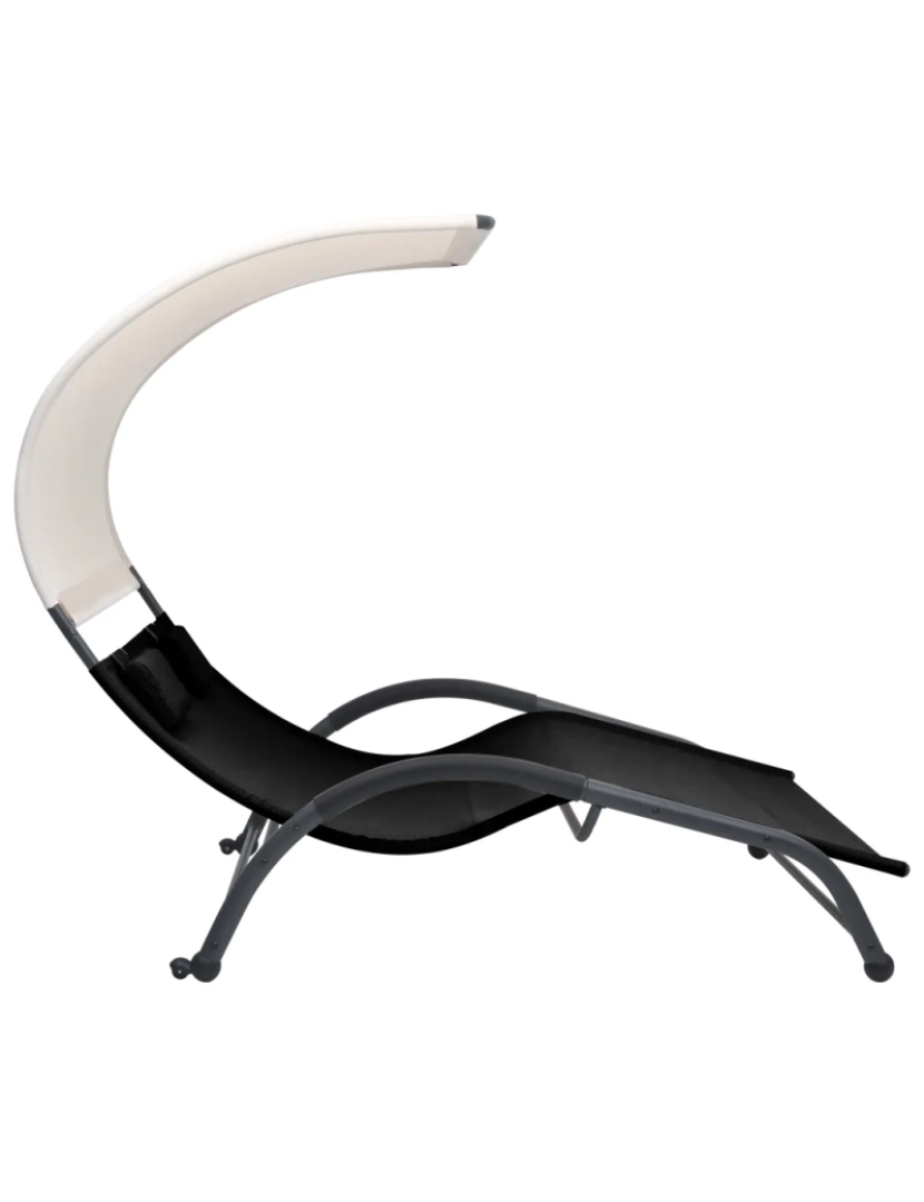 imagem de espreguiçadeira，Cadeira de repouso，Cadeira de descanso dupla com toldo textilene preto CFW4560373