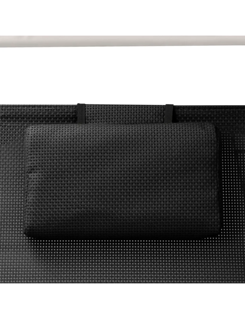imagem de espreguiçadeira，Cadeira de repouso，Cadeira de descanso dupla com toldo textilene preto CFW4560375