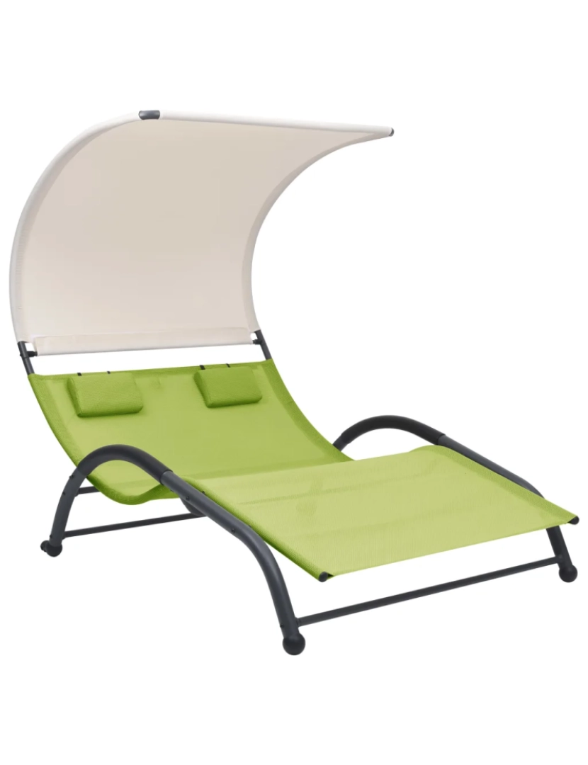 Vidaxl - espreguiçadeira，Cadeira de repouso，Cadeira de descanso dupla com toldo textilene verde CFW881579