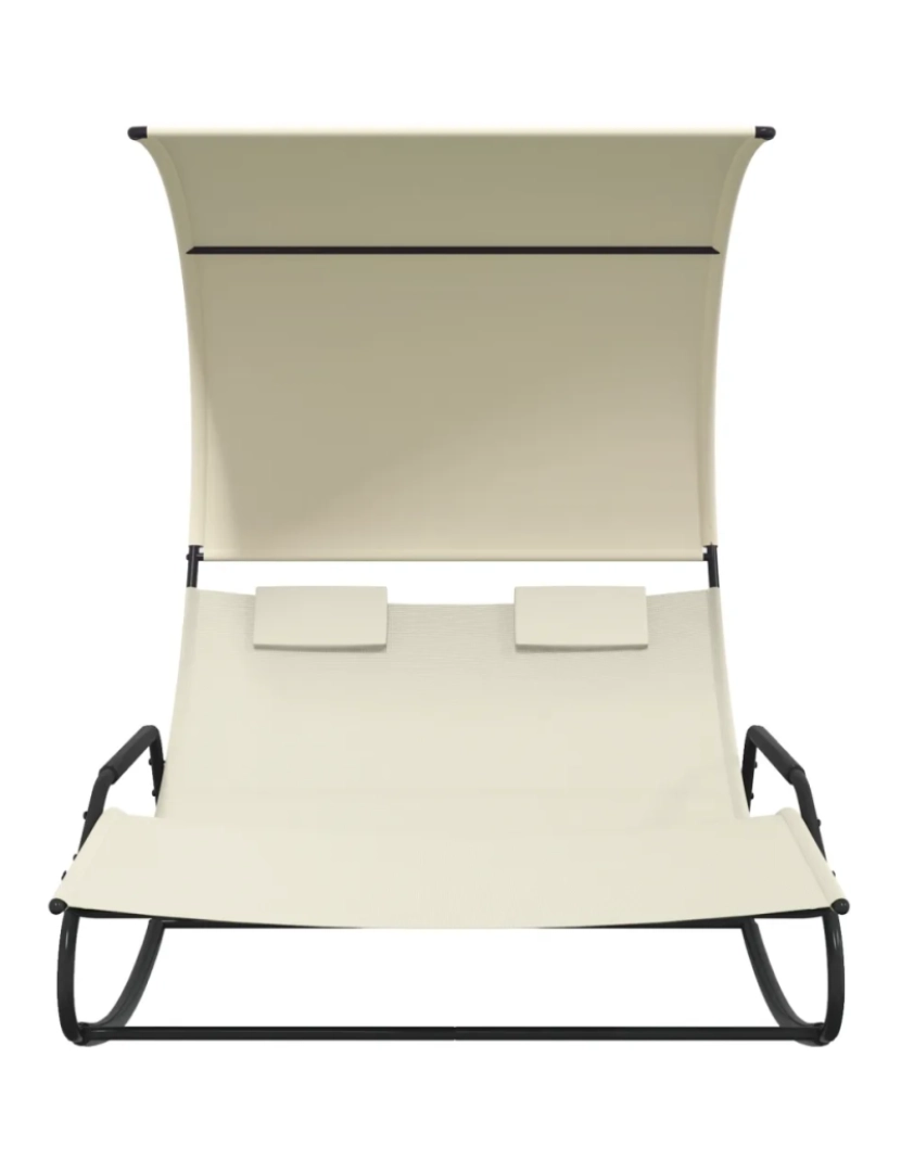 imagem de espreguiçadeira，Cadeira de repouso，Cadeira de descanso dupla de balanço com toldo cor creme CFW3460753