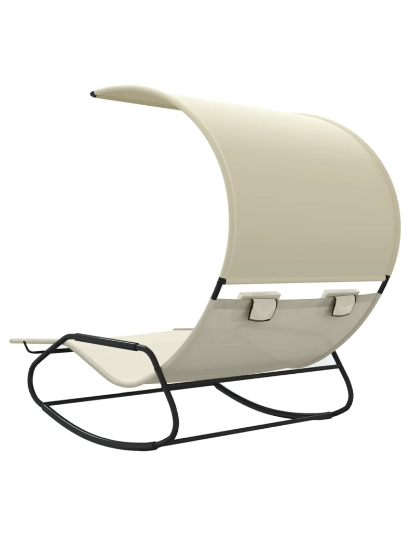 imagem de espreguiçadeira，Cadeira de repouso，Cadeira de descanso dupla de balanço com toldo cor creme CFW3460755