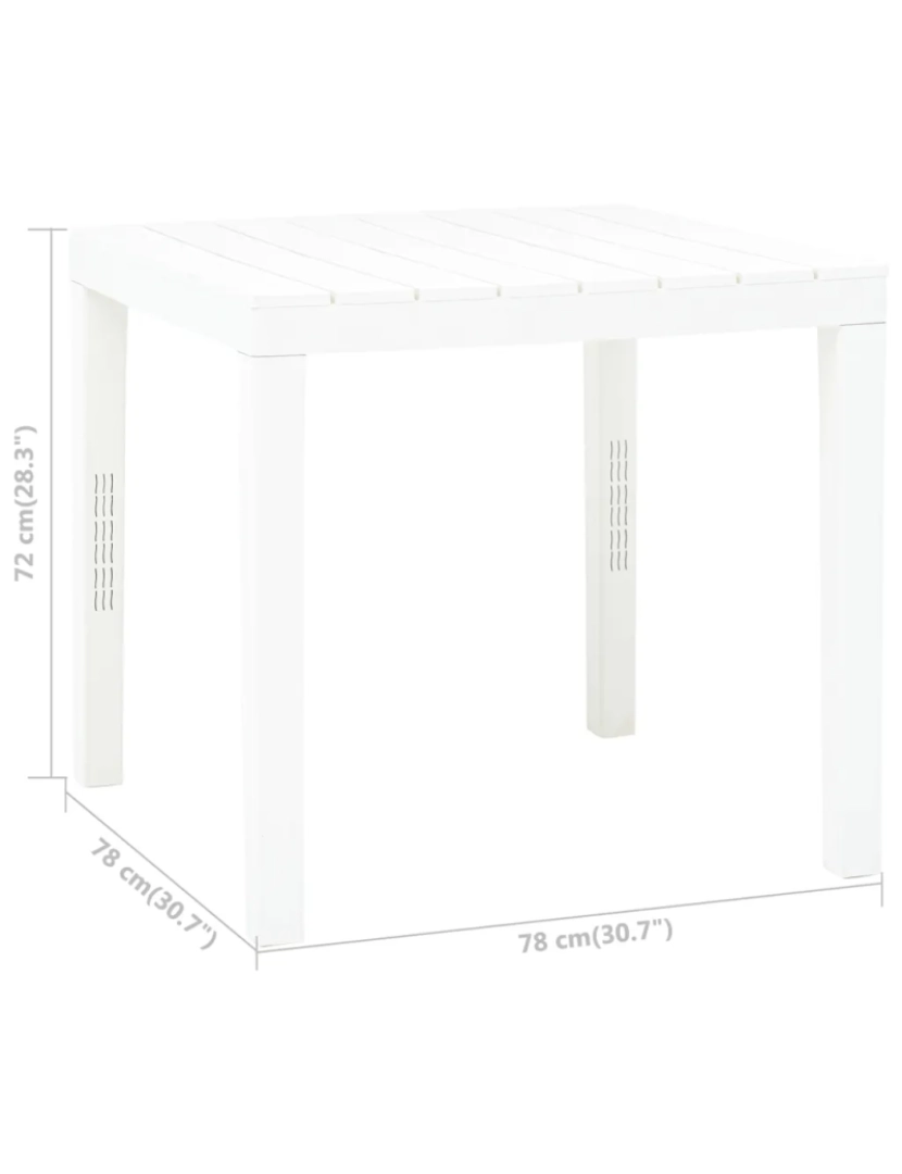 imagem de Mesa de jardim，Mesa exterior，Mesa de jantar 78x78x72 cm plástico branco CFW4712795