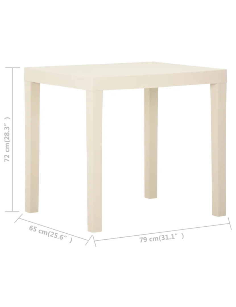 imagem de Mesa de jardim，Mesa exterior，Mesa de jantar 79x65x72 cm plástico branco CFW5669125