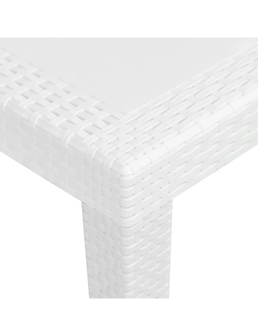 imagem de Mesa de jardim，Mesa exterior，Mesa de jantar 79x79x72 cm plástico branco com aspeto de vime CFW1660543