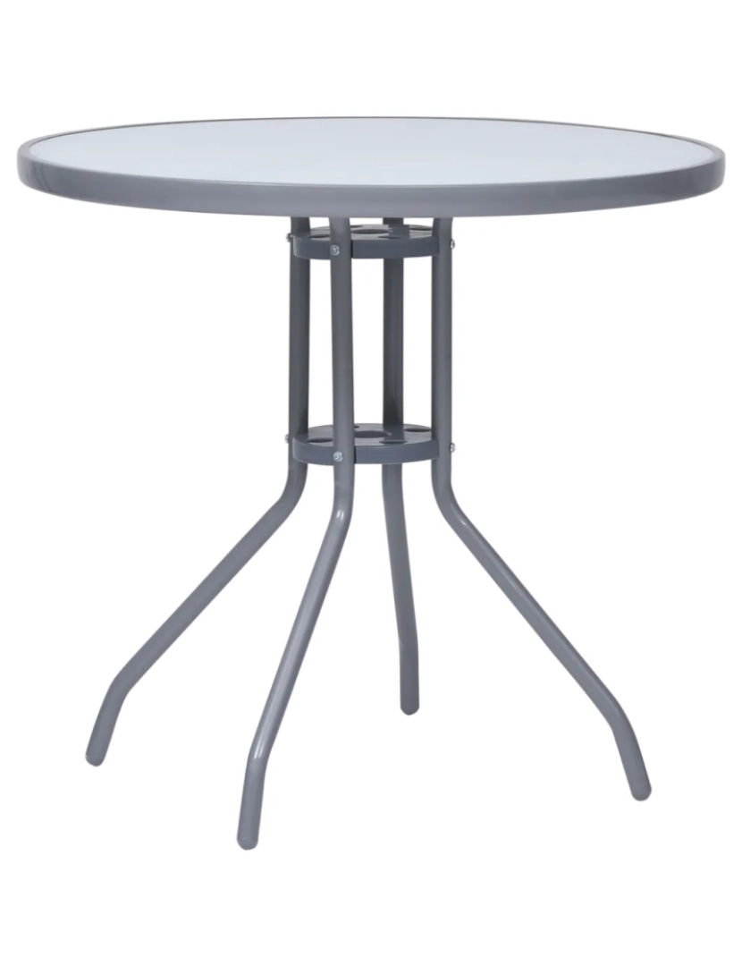 imagem de Mesa de jardim，Mesa exterior，Mesa de jantar 80 cm aço e vidro cinzento-claro CFW7023791