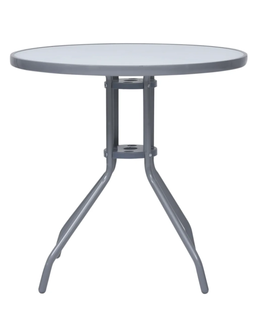 imagem de Mesa de jardim，Mesa exterior，Mesa de jantar 80 cm aço e vidro cinzento-claro CFW7023792