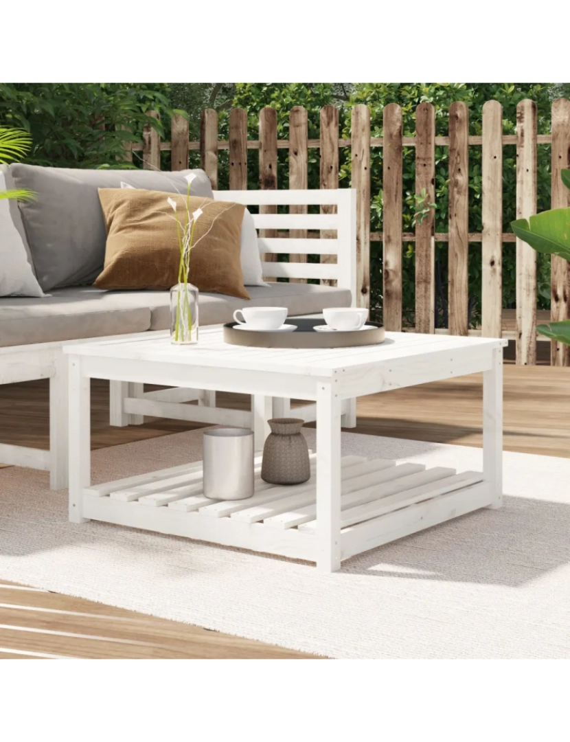 Vidaxl - Mesa de jardim，Mesa exterior，Mesa de jantar 82,5x82,5x45 cm madeira de pinho maciça branco CFW625181