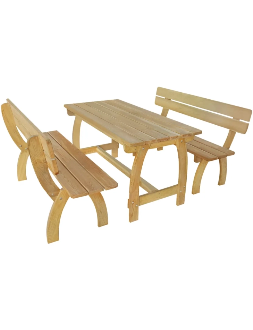 Vidaxl - Mesa de jardim，Mesa exterior，Mesa de jantar com 2 bancos madeira de pinho impregnada CFW451047