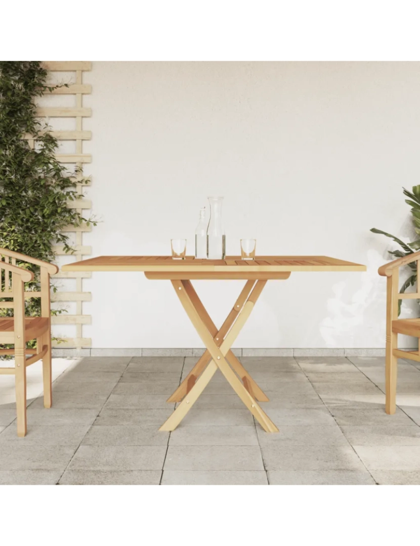 Vidaxl - Mesa de jardim，Mesa exterior，Mesa de jantar dobrável 120x120x75 cm madeira de teca maciça CFW473538