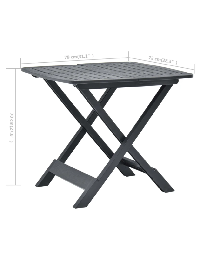 imagem de Mesa de jardim，Mesa exterior，Mesa de jantar dobrável 79x72x70 cm plástico antracite CFW8856126