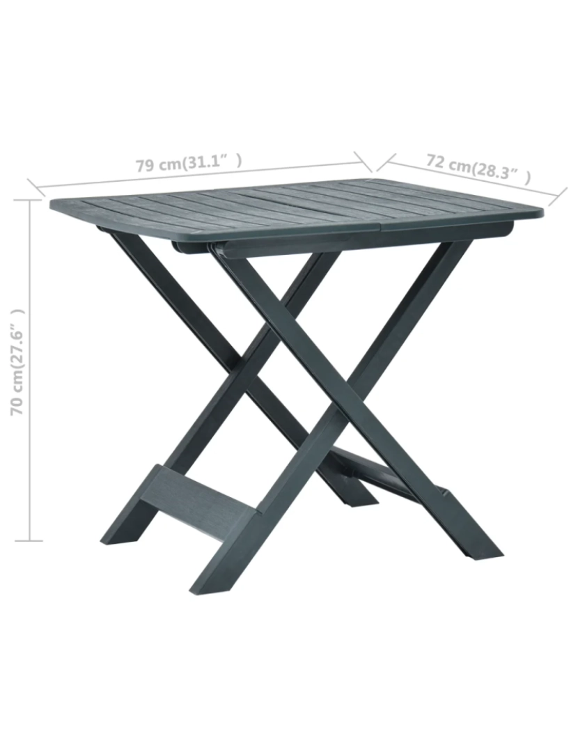 imagem de Mesa de jardim，Mesa exterior，Mesa de jantar dobrável 79x72x70 cm plástico verde CFW1654317