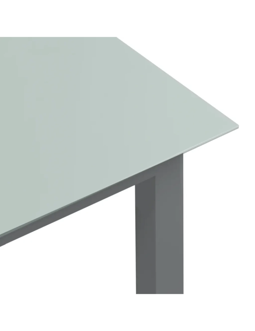 imagem de Mesa de jardim，Mesa exterior，Mesa de jantar em alumínio e vidro 150x90x74 cm cinzento-claro CFW8327134