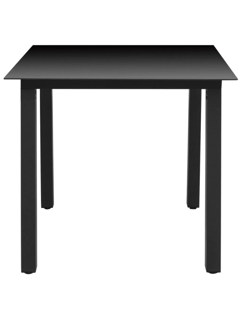 imagem de Mesa de jardim，Mesa exterior，Mesa de jantar em alumínio e vidro 80x80x74 cm preto CFW5804722