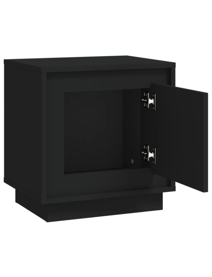 imagem de Mesa de cabeceira Mesa Auxiliar Moderna  44x35x45 cm derivados de madeira preto CFW1173356