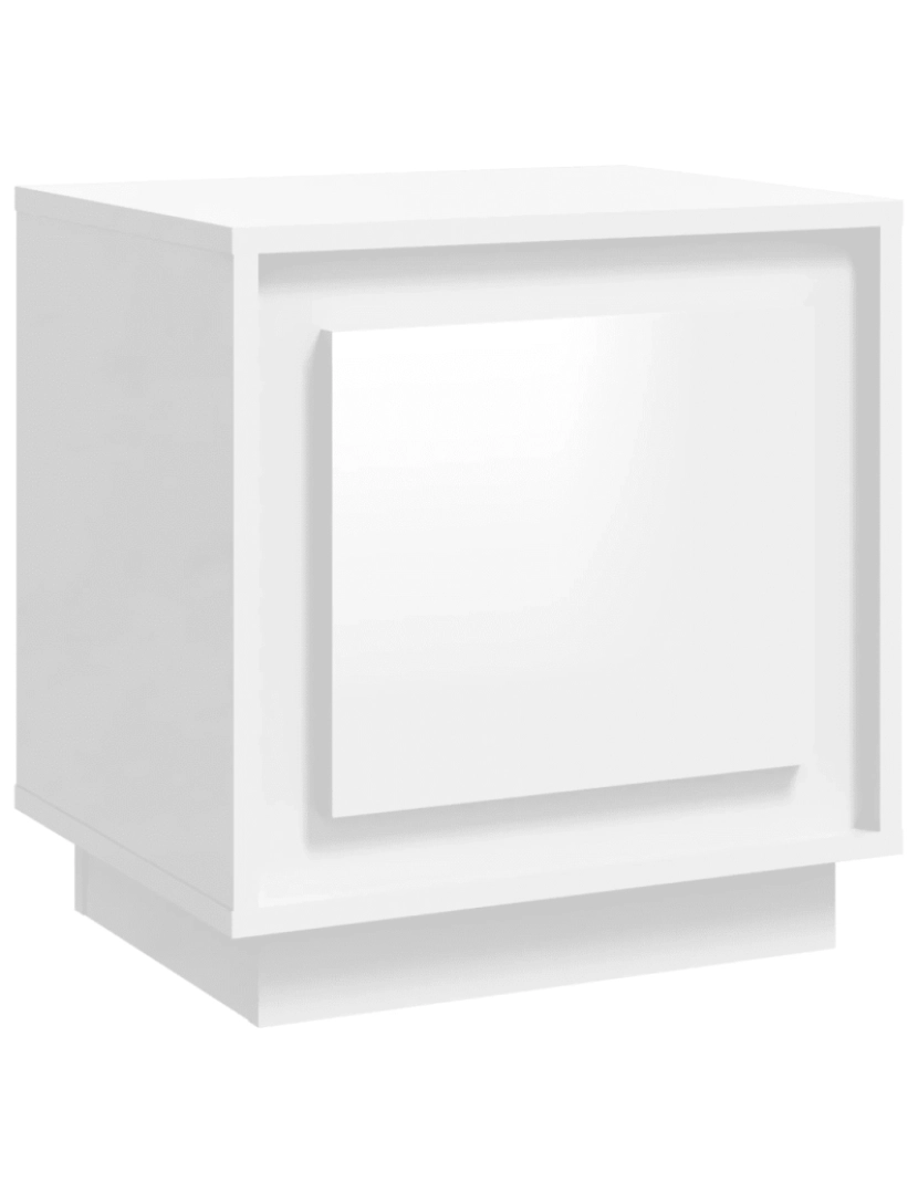 imagem de Mesa de cabeceira Mesa Auxiliar Moderna  44x35x45cm derivados madeira branco brilhante CFW4439792