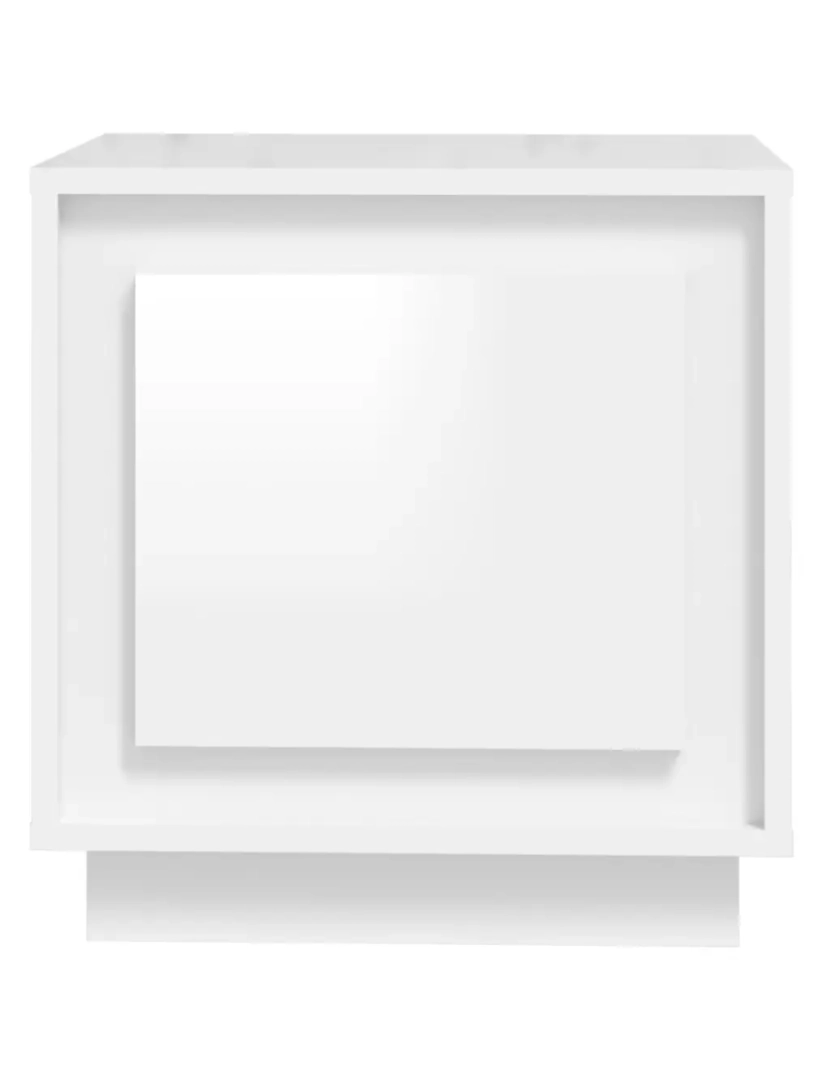 imagem de Mesa de cabeceira Mesa Auxiliar Moderna  44x35x45cm derivados madeira branco brilhante CFW4439797
