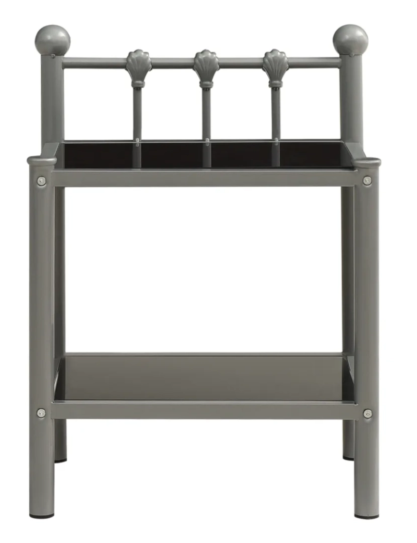imagem de Mesa de cabeceira Mesa Auxiliar Moderna  45x34,5x60,5cm metal e vidro cinzento e preto CFW4859352