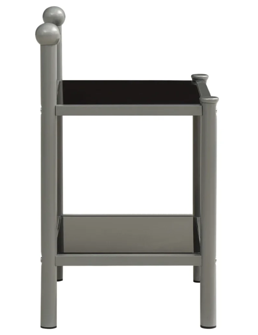 imagem de Mesa de cabeceira Mesa Auxiliar Moderna  45x34,5x60,5cm metal e vidro cinzento e preto CFW4859353