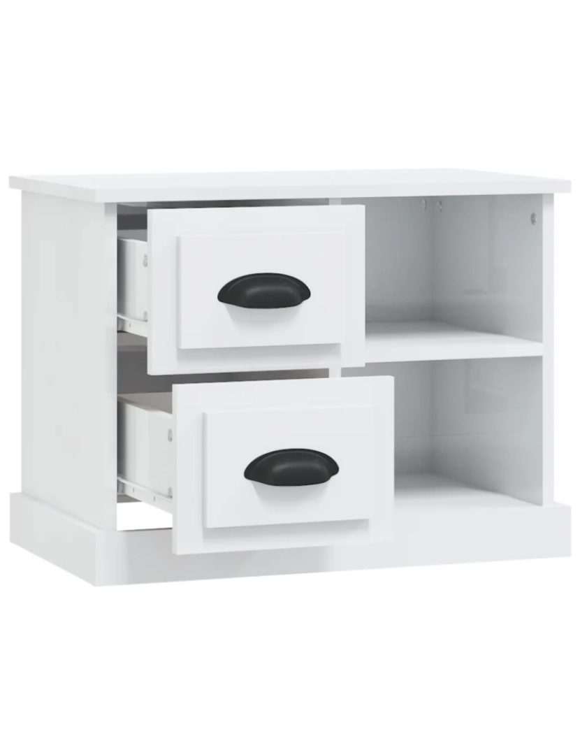 imagem de Mesa de cabeceira Mesa Auxiliar Moderna  60x35,5x45 cm branco brilhante CFW5801956