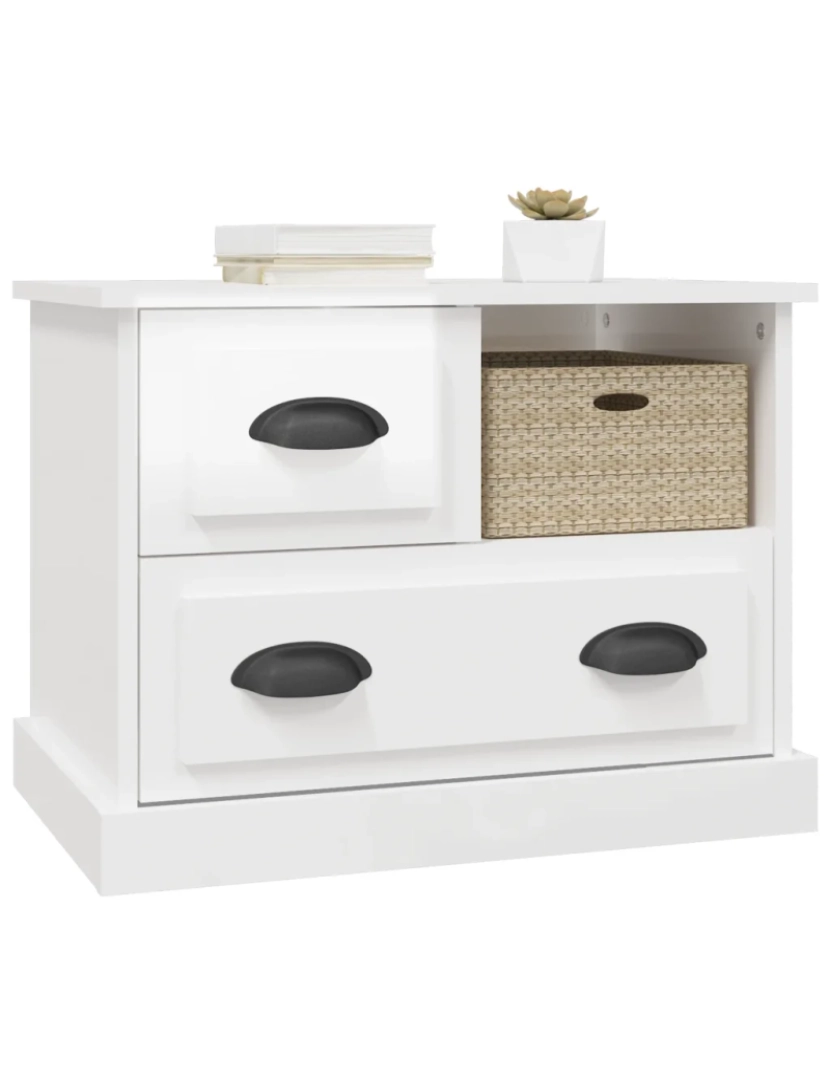 imagem de Mesa de cabeceira Mesa Auxiliar Moderna  60x39x45 cm branco brilhante CFW4218644