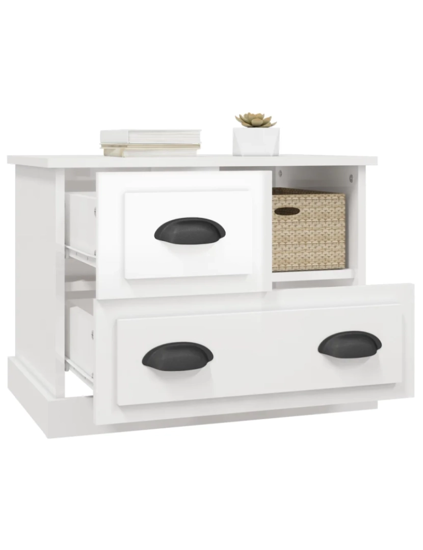 imagem de Mesa de cabeceira Mesa Auxiliar Moderna  60x39x45 cm branco brilhante CFW4218645