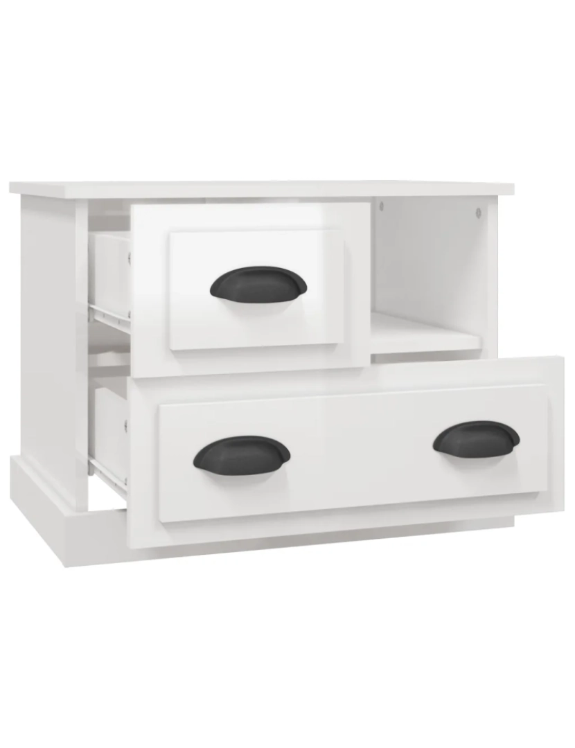 imagem de Mesa de cabeceira Mesa Auxiliar Moderna  60x39x45 cm branco brilhante CFW4218646