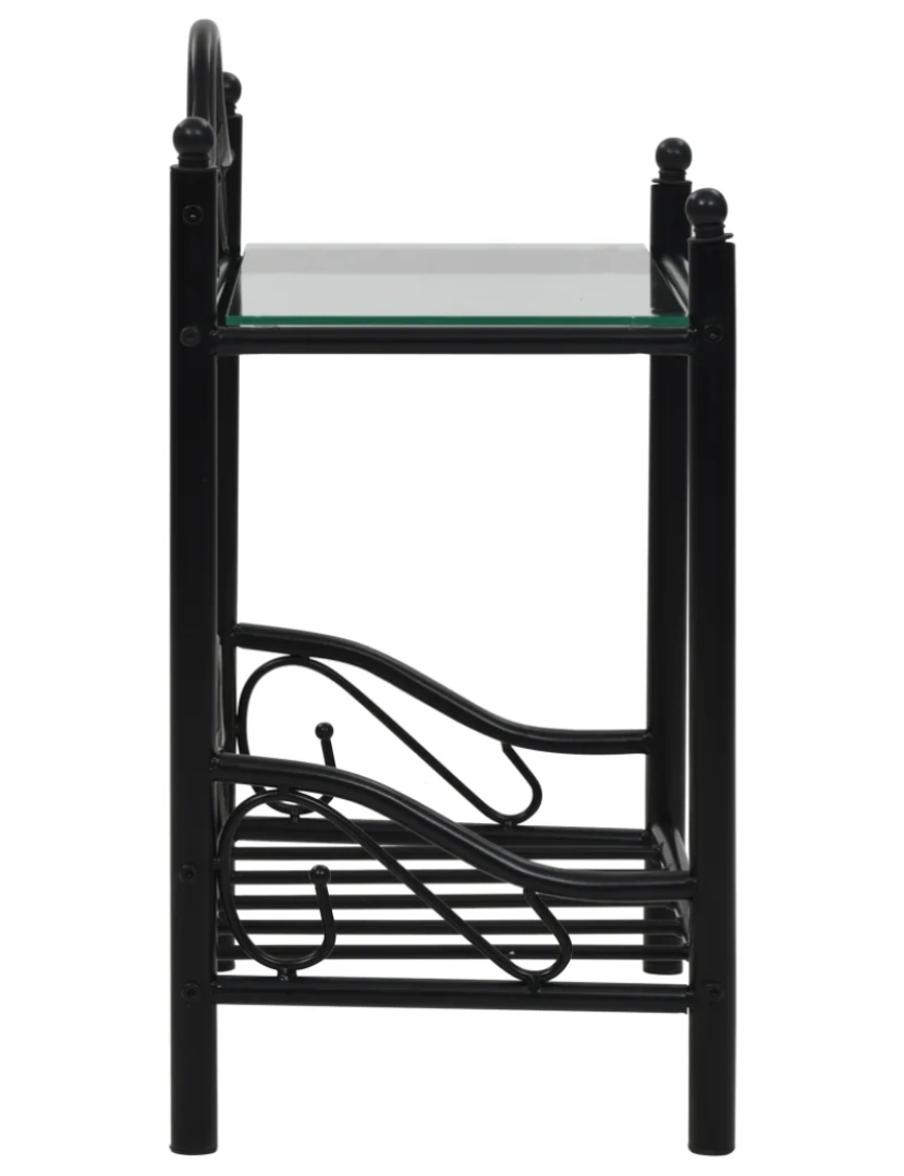 imagem de Mesa de cabeceira Mesa Auxiliar Moderna  aço e vidro temperado 45x30,5x60 cm preto CFW9258104