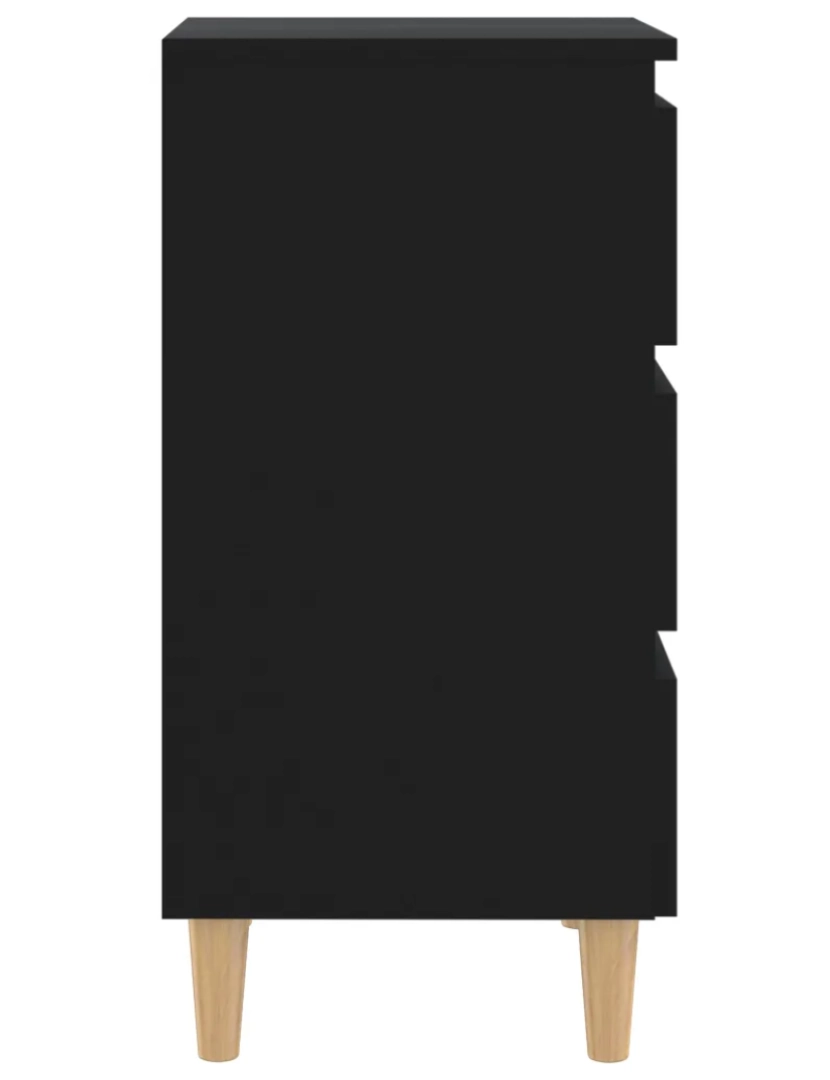 imagem de Mesa de cabeceira Mesa Auxiliar Moderna  c/ pernas de madeira 40x35x69 cm preto CFW3715966