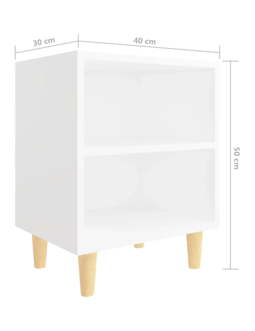 imagem de Mesa de cabeceira Mesa Auxiliar Moderna  c/ pernas em madeira maciça 40x30x50cm branco CFW7769386
