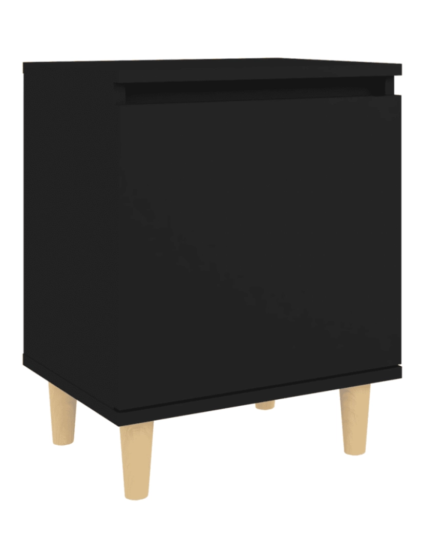 imagem de Mesa de cabeceira Mesa Auxiliar Moderna  c/ pernas madeira maciça 40x30x50 cm preto CFW1257112